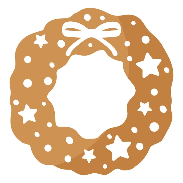 Kerst feestelijk Kerst krans peperkoek cookie bedekt met witte glazuur. Prettige kerstdagen en gelukkig nieuwjaar concept.