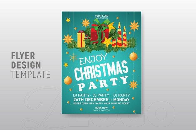 Kerst flyer brochure of flyer sjabloon nieuwjaarsfeest banner ontwerp vector illustratie