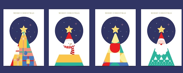 Kerst geometrische achtergrond met kerstboom rendierbewerkbare vectorillustratie