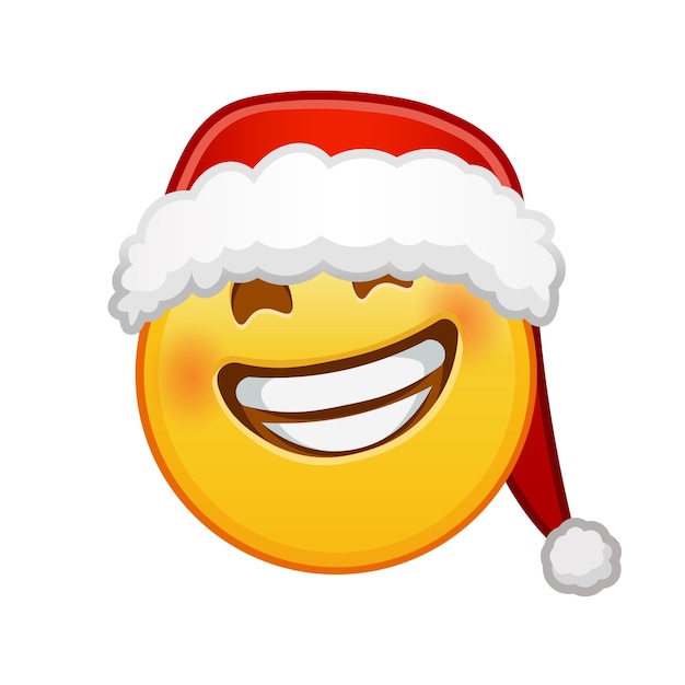 Kerst grijnzend gezicht met lachende ogen Grote gele emoji-glimlach