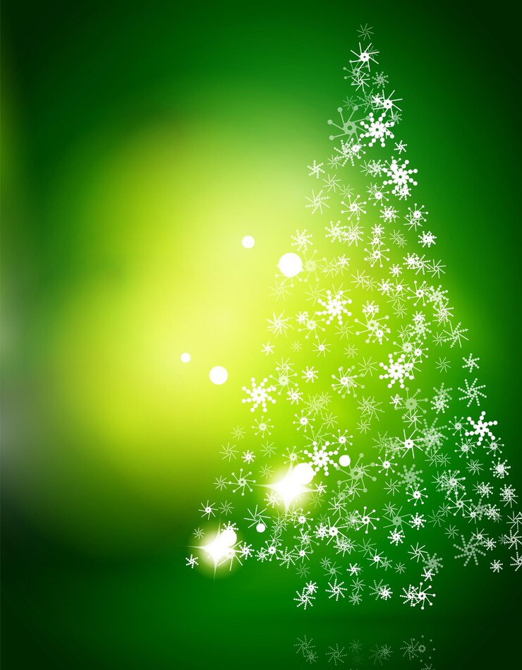 Vector kerst groene abstracte achtergrond met witte transparante sneeuwvlokken