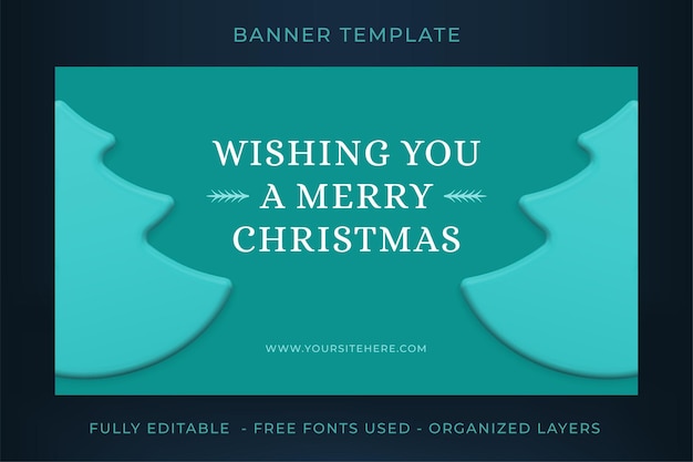 Kerst groet turquoise web banner sjabloon decoratieve spar bauble realistische 3D-pictogram vector