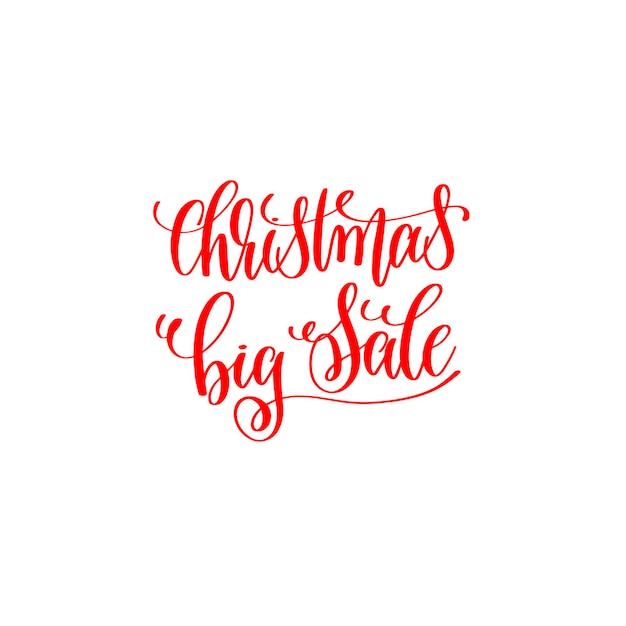 Kerst grote verkoop rode hand belettering inscriptie op kerst en nieuwjaar viering vakantie