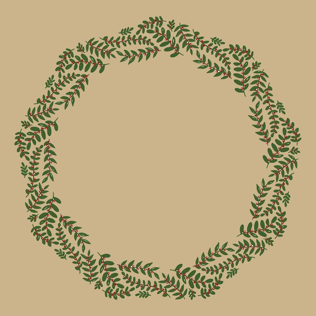 Kerst Hand getrokken krans Vector lay-out met Copyspace.