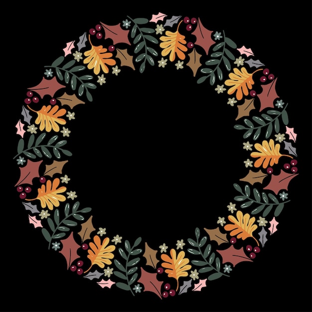 Kerst Hand getrokken krans Vector lay-out met Copyspace.