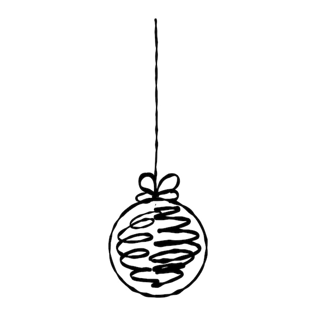 Kerst handgetekende bal doodle slinger met vakantie schetsmatige kerstbal