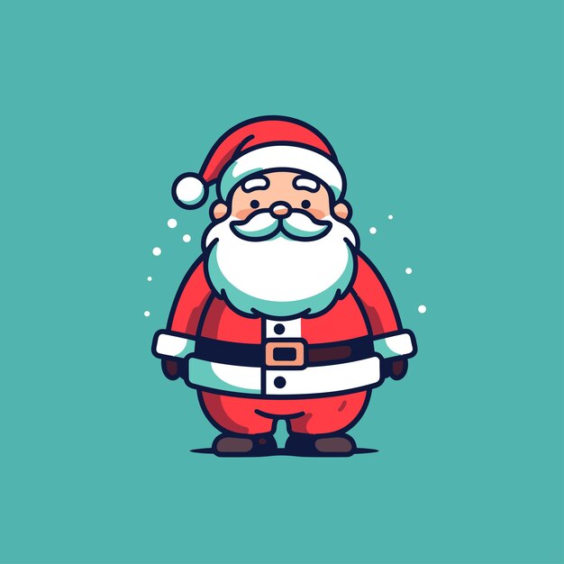 Vector kerst happy santa claus platte lijn vectorillustratie