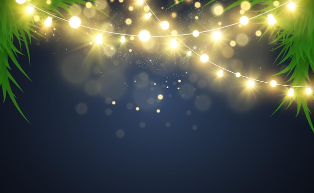 Kerst heldere mooie lichten ontwerpelementen Gloeiende lichten voor ontwerp van Xmas wenskaart greeting