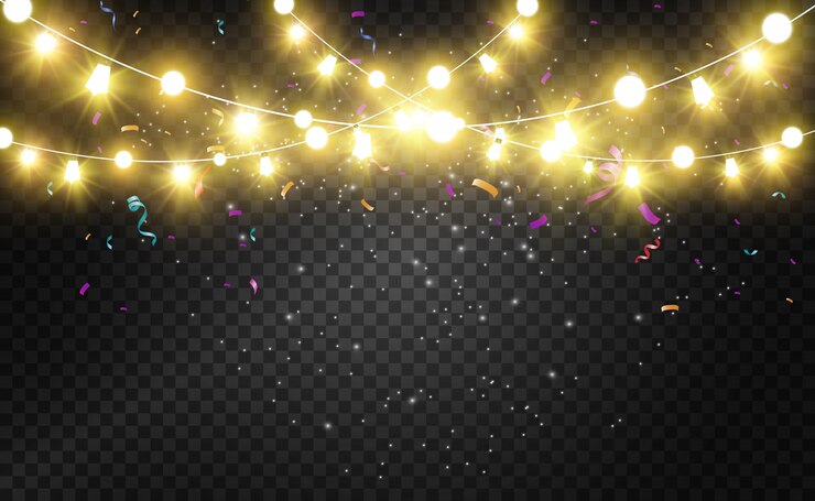 Vector kerst heldere, mooie lichten, s. gloeiende lichten voor het ontwerpen van xmas wenskaarten. slingers, lichte kerstversieringen.