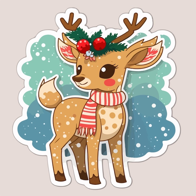 Kerst herten cartoon sticker xmas rendieren stickers decoratie Wintervakantie