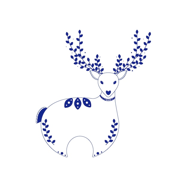 Kerst herten rendieren vectorillustratie Hand tekenen Winter karakter