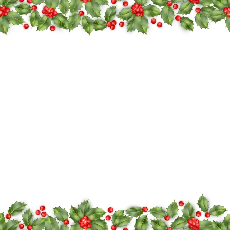 Vector kerst hulst tak met bessen naadloze rand. gelukkig nieuwjaarskaart-object.