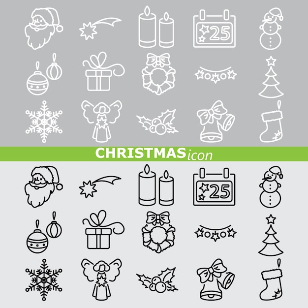 Kerst iconen. lineaire set.