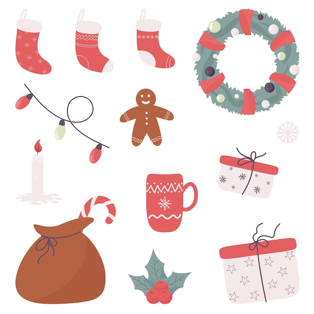 Kerst illustraties set