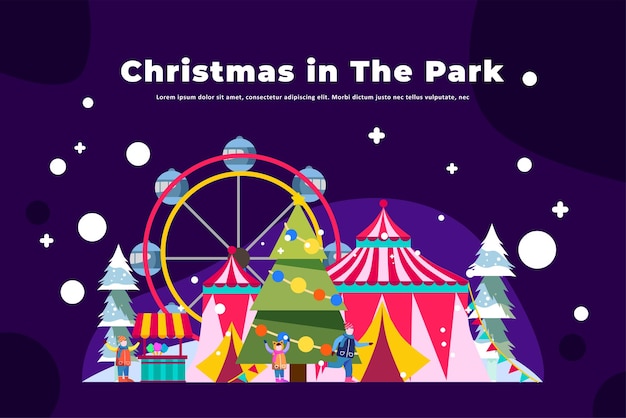 Kerst in het park - Illustratie Kerstmis