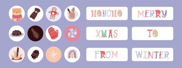 Kerst instagram verhaal element ontwerp schattig dagboek sticker