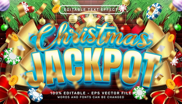 kerst jackpot 3D-teksteffect en bewerkbaar teksteffect met kerstachtergrond