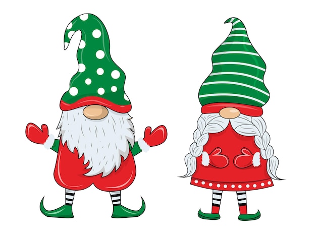 Kerst jongen en dame Gnome ontwerp seizoen vakantie nieuwjaar vector illustrator