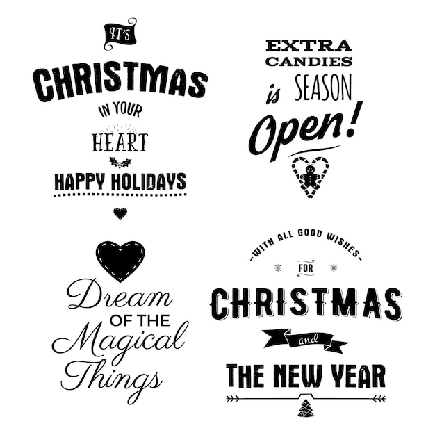 Kerst kalligrafie citaten ontwerpen xmas typografie etiketten fijne feestdagen belettering droom van de magische dingen voorraad vector