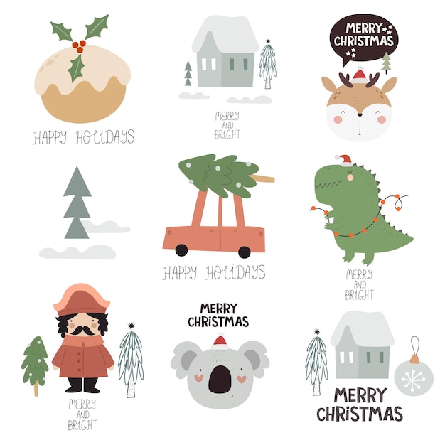 Kerst kleurrijke vectorillustraties