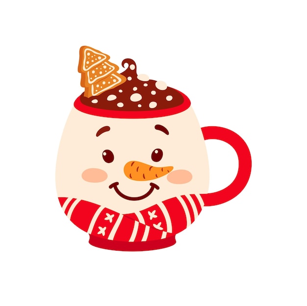 Kerst koffie kopje warme chocolademelk en koekjes