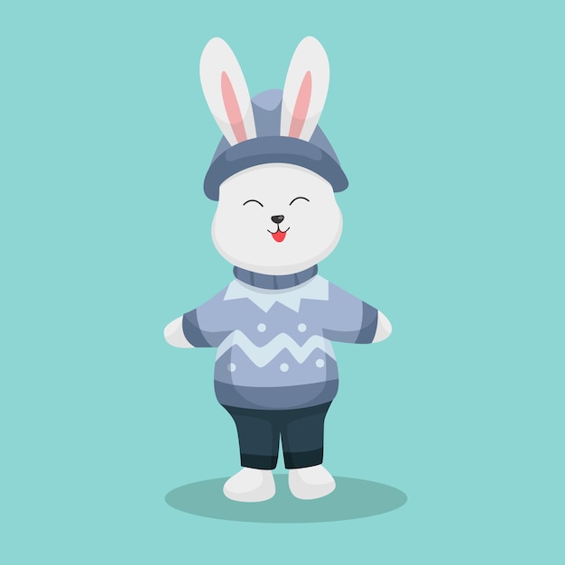 Kerst konijn karakter ontwerp illustratie