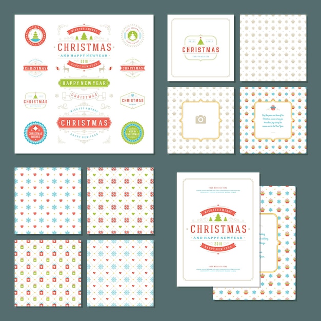Kerst labels en badges vector ontwerpset elementen