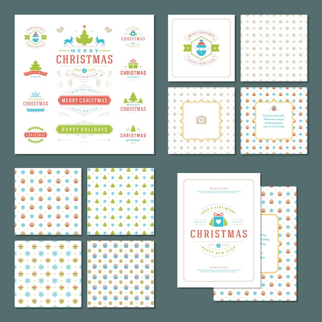 Kerst labels en badges vector ontwerpset elementen