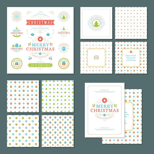 Kerst labels en badges vector ontwerpset elementen