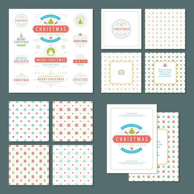 Kerst labels en badges vector ontwerpset elementen