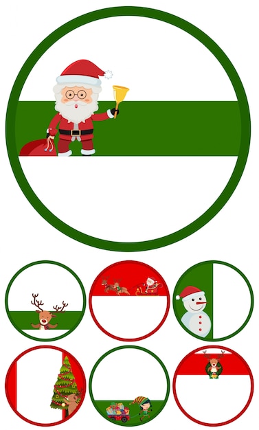 Vector kerst labels met santa en sneeuwpop