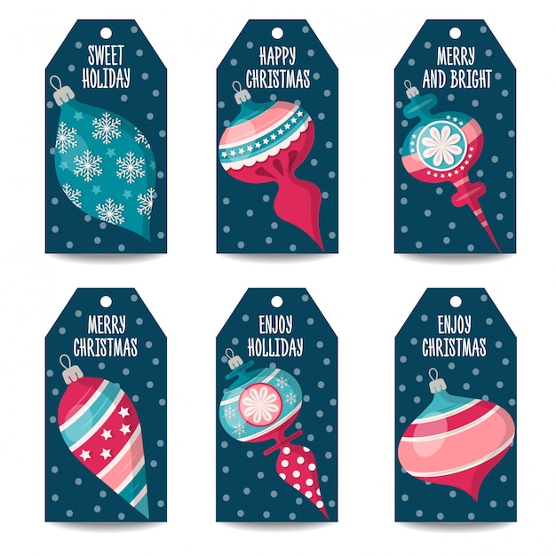 Kerst labels of prijskaartje collectie met kerstballen