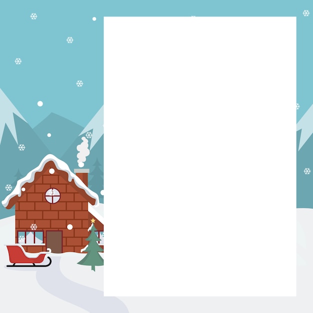 Kerst landschapskaart met huis