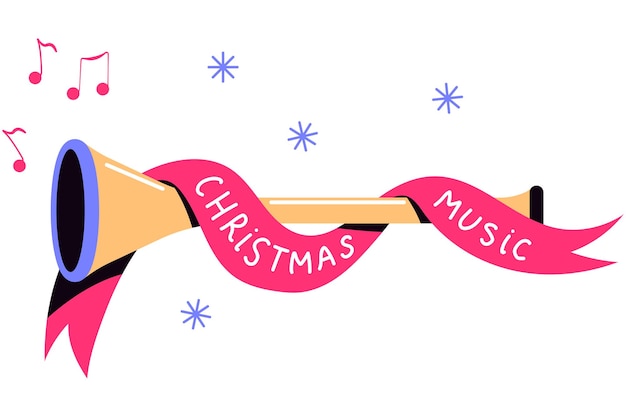 Kerst muziek concept vectorillustratie geïsoleerd op een witte achtergrond.