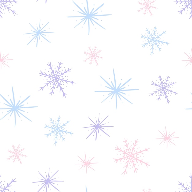 Kerst naadloos doodle patroon met sneeuwvlokken vector background