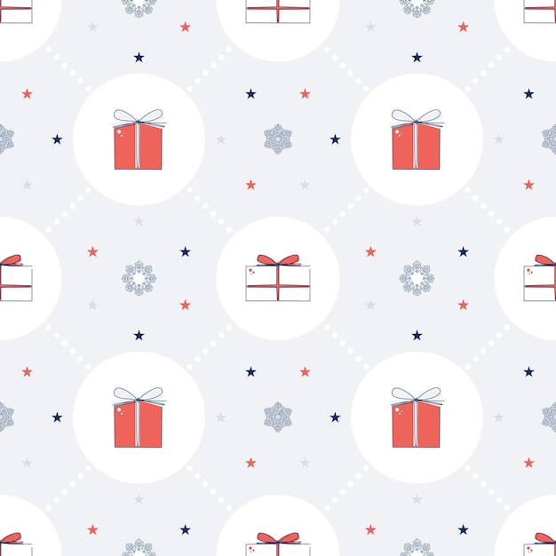 Kerst naadloos patroon met geschenken in plat ontwerp