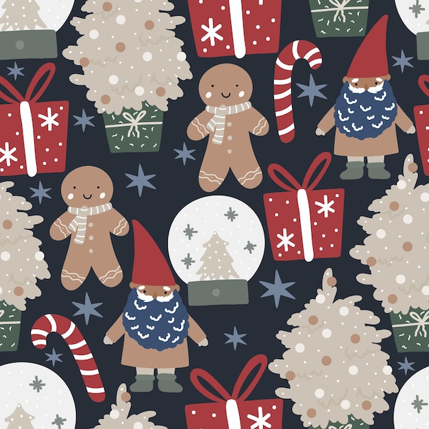 Kerst naadloze patroon nieuwjaar achtergrond vectorillustratie voor het verpakken van papier stof textiel