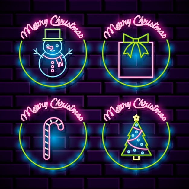 Kerst neon pictogrammen. illustratie