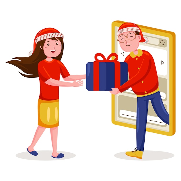 Kerst online winkelen vectorillustratie