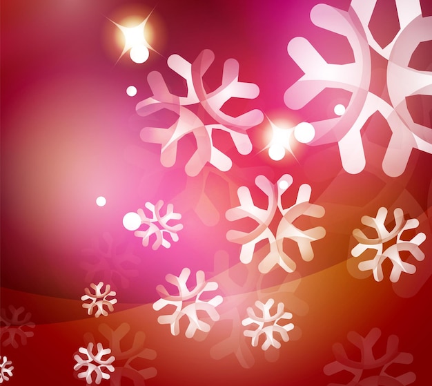 Kerst oranje abstracte achtergrond met witte transparante sneeuwvlokken