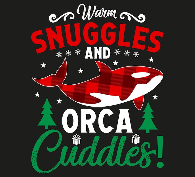 Kerst orca vector design, kerstmuts menselijk kostuum, creatief ontwerp, orca shirt design.