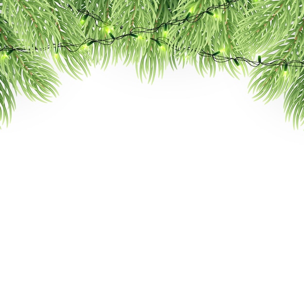 Kerst ornament achtergrond ontwerpelement. Gloeiende lichten Slingers Kerstboomversieringen. Kerstslinger realistische vectorillustratie.