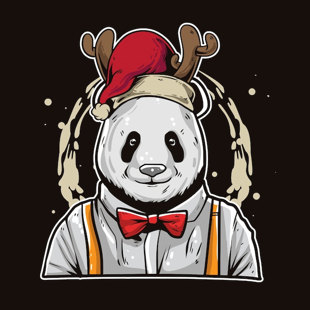 Kerst panda cartoon