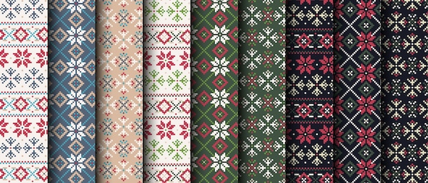 Kerst pixel naadloze patroon collectie