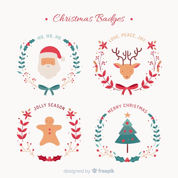 Kerst platte tekens badges collectie