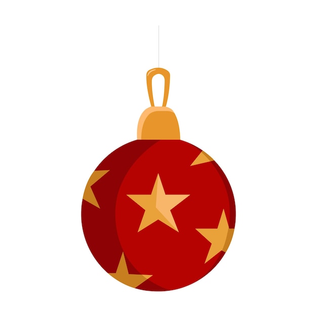 Kerst rode bal ornament op witte achtergrond. Vector illustratie. Kerst decoratie.