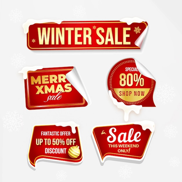 Kerst Sale Stickers Set Tag Collectie