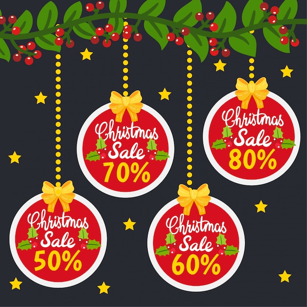 Kerst Sale-tags en -coupons.