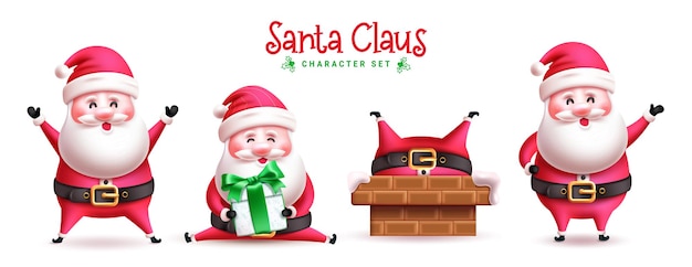Kerst santa claus karakters vector decorontwerp Santa claus christmas karakter in happy jolly