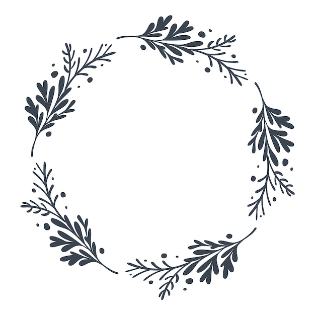 Kerst Scandinavische Hand Drawn Vector bloemenkrans met plaats voor uw tekst geïsoleerd op een witte achtergrond